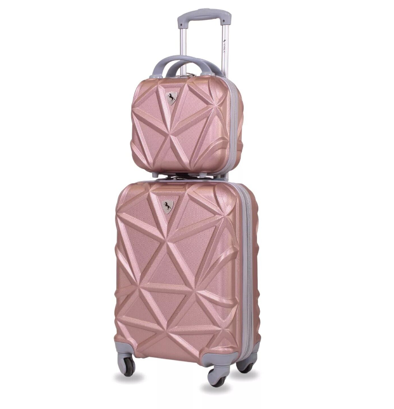 Travel in Style with the Gem 2-Piece Hardside Carry-On and Cosmetic Luggage Set