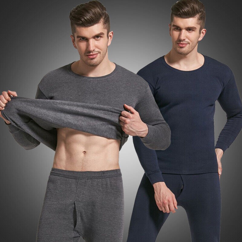 Mens Full Set Warm Underwear Thermal Lined Long Johns Top Bottom Trousers Winter
