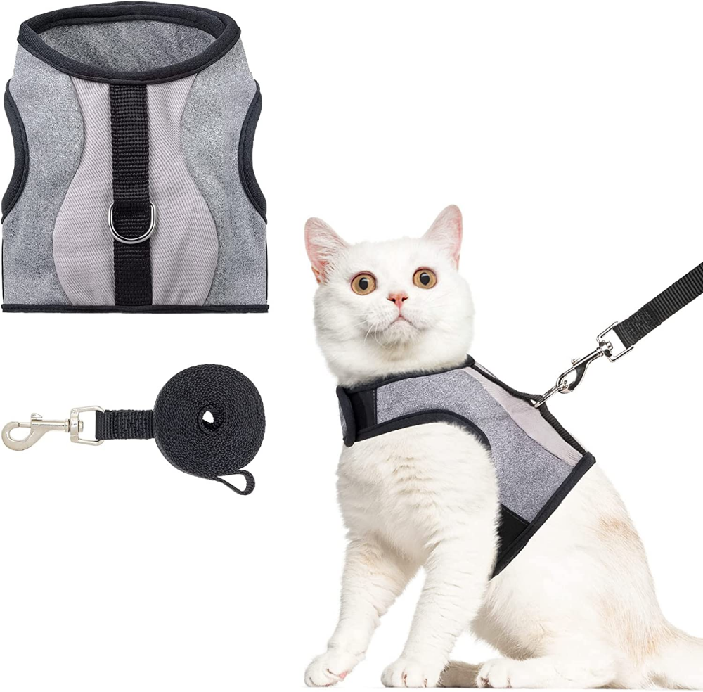 VKPETFR Cat Harness and Leash Set, Escape Proof Adjustable Kitten Medium
