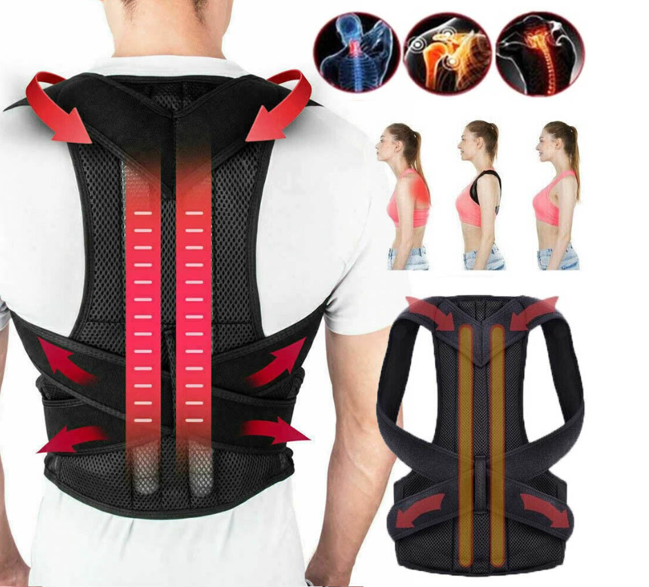 NEOPRENE POSTURE CORRECTOR BAD BACK LUMBAR SHOULDER SUPPORT BELT BRACE ADJUST