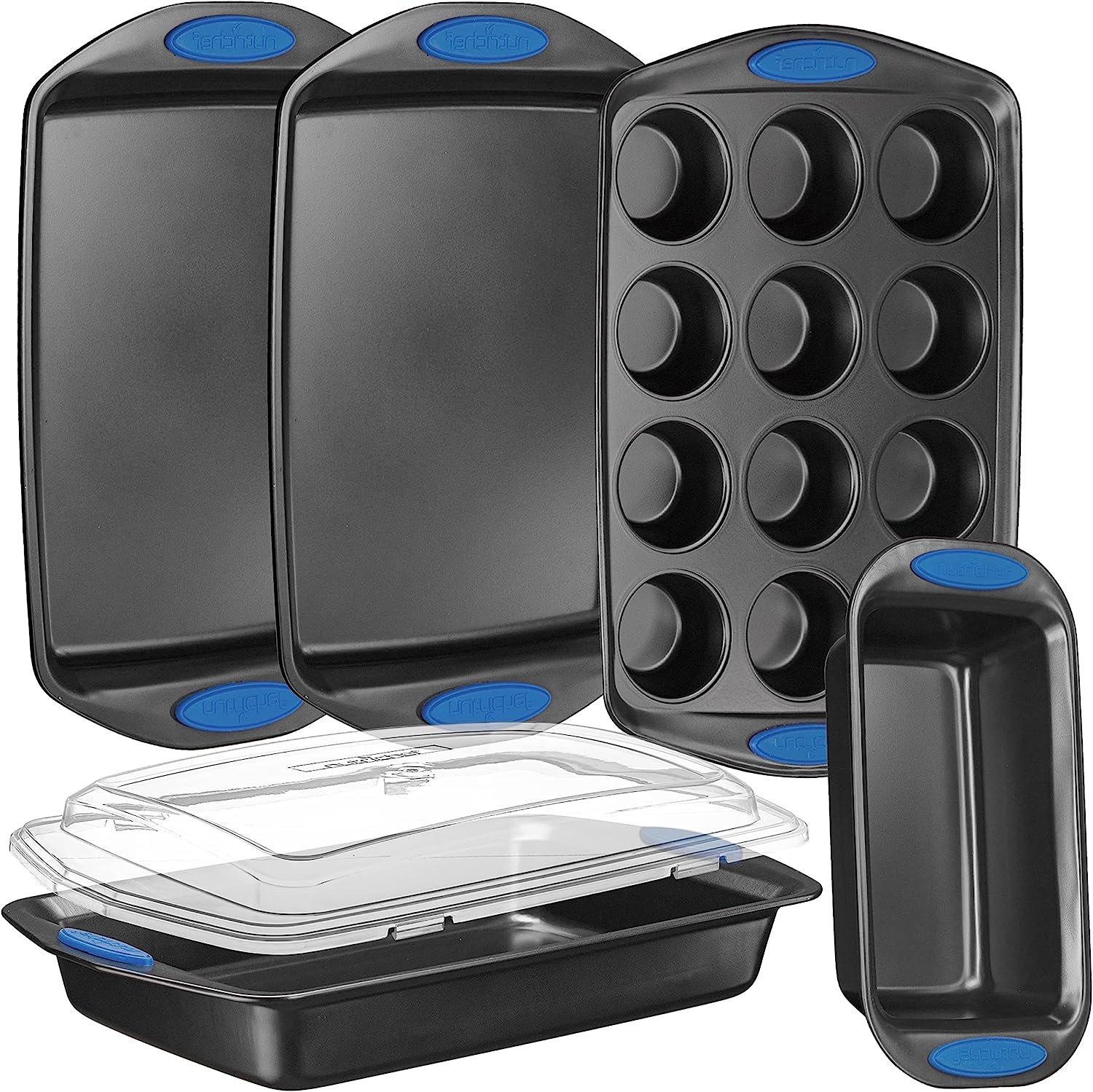 6-Piece Baking Pan Set - PFOA, PFOS, PTFE Free Flexible Nonstick Gray Coating Ca