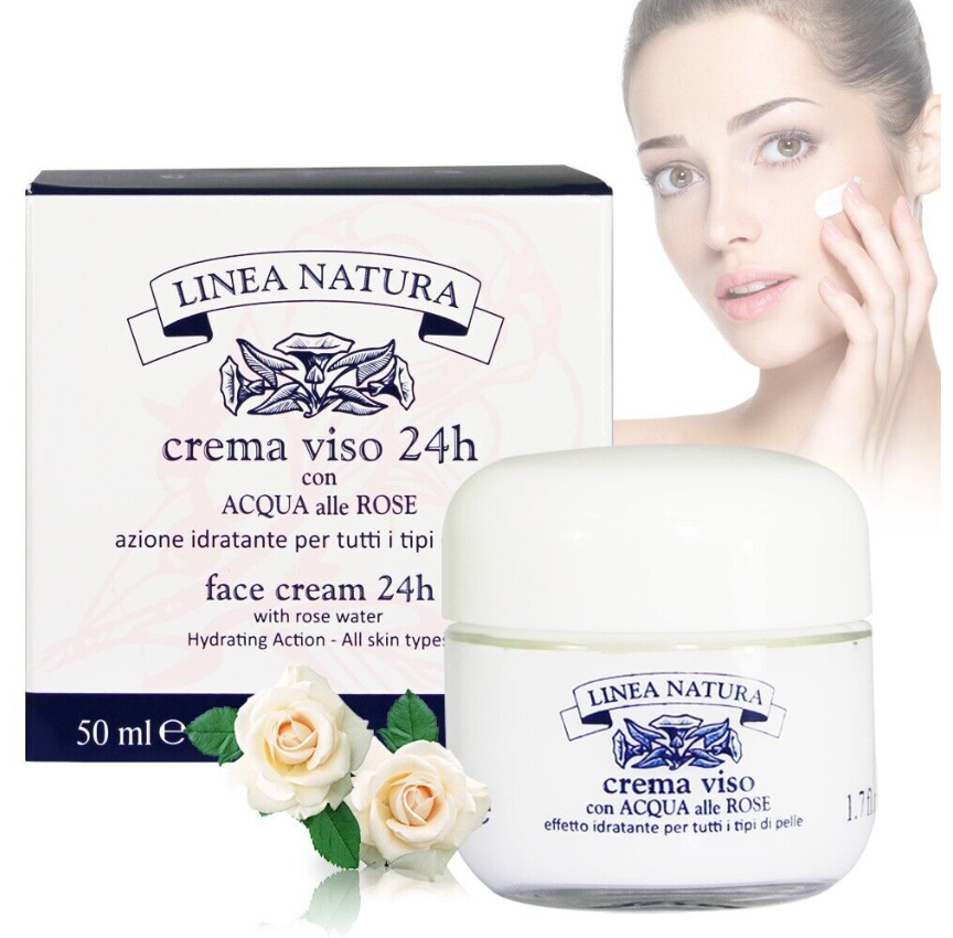 LINEA NATURA Face Cream 24h w/ Rose Water Hydrating Action Italy 50ml/ 1.7fl.oz